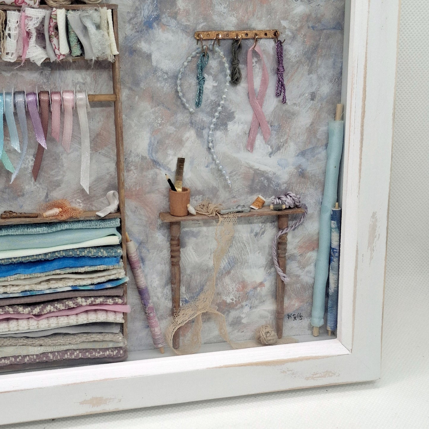 Large Framed Sewing Diorama