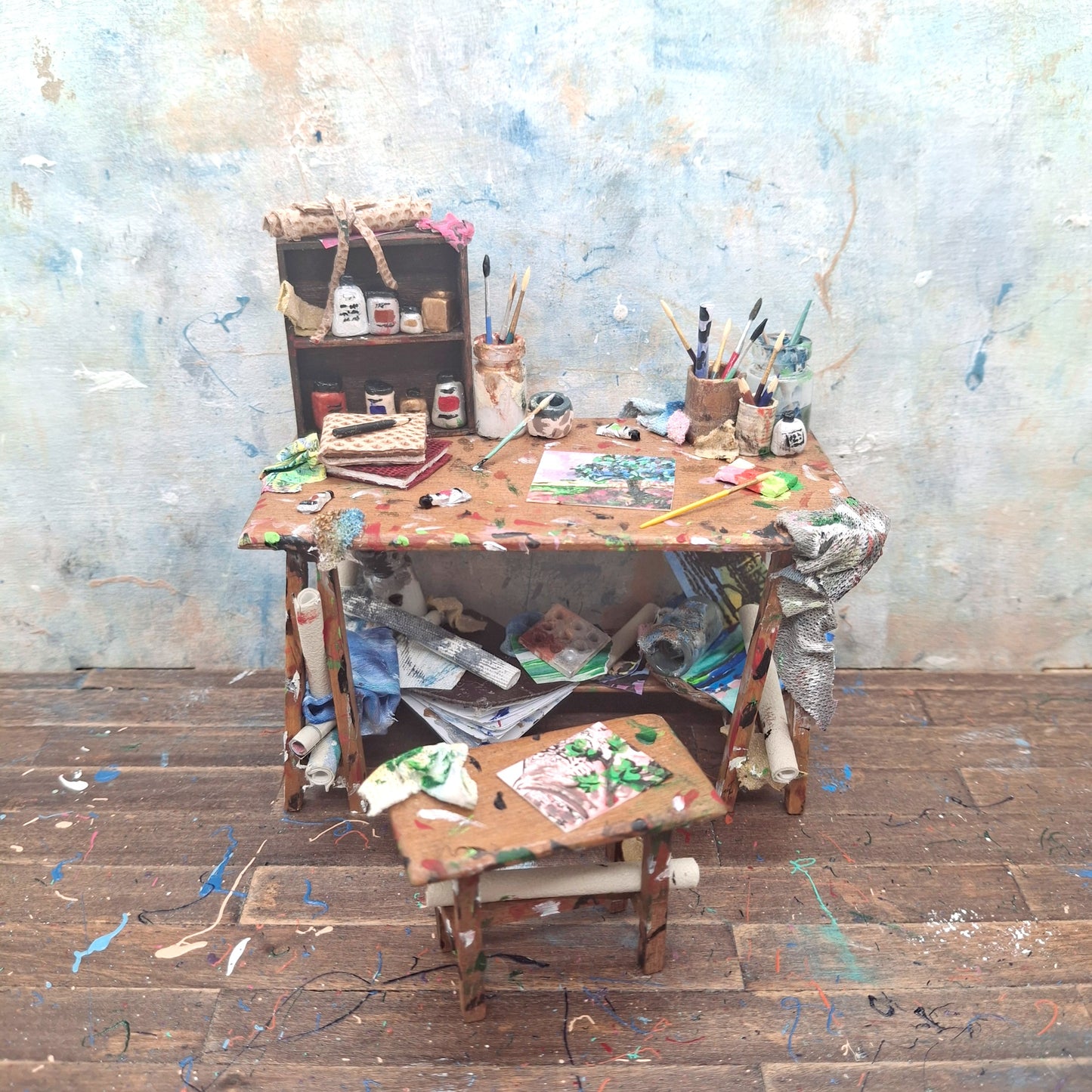 Miniature Artists Table and Stool Set