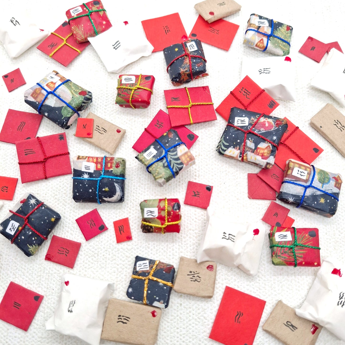 Miniature Red & Navy Christmas Mail Bundles