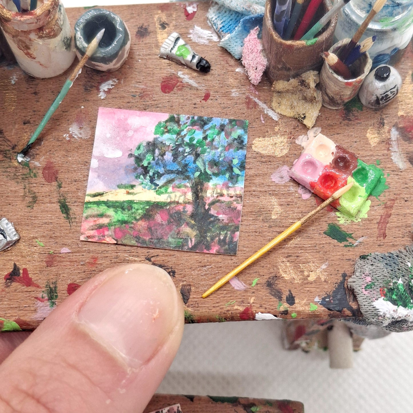 Miniature Artists Table and Stool Set