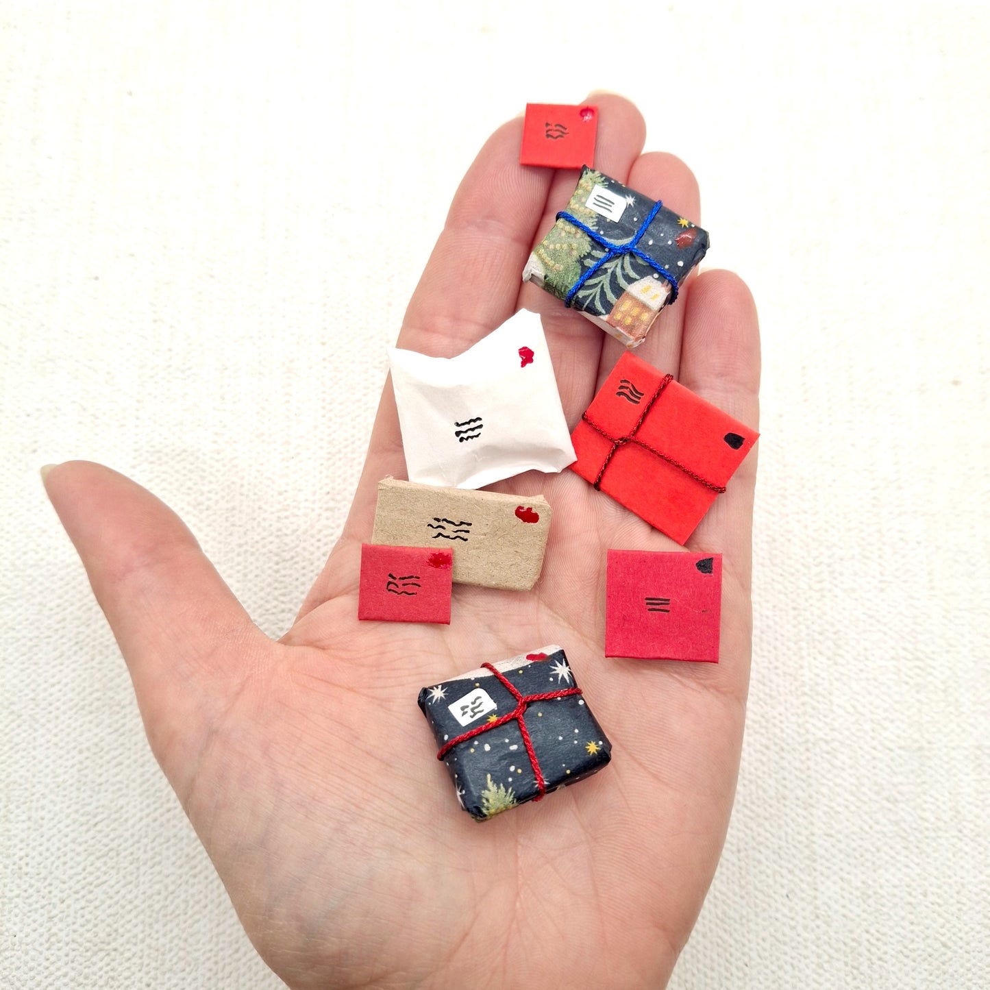 Miniature Red & Navy Christmas Mail Bundles