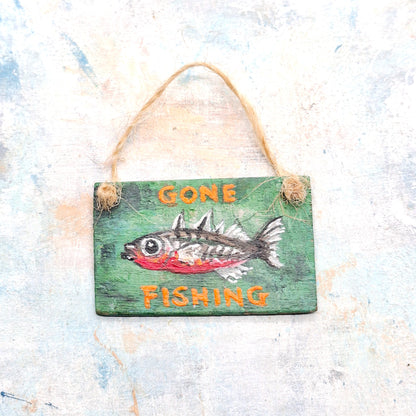 Miniature Gone Fishing Sign