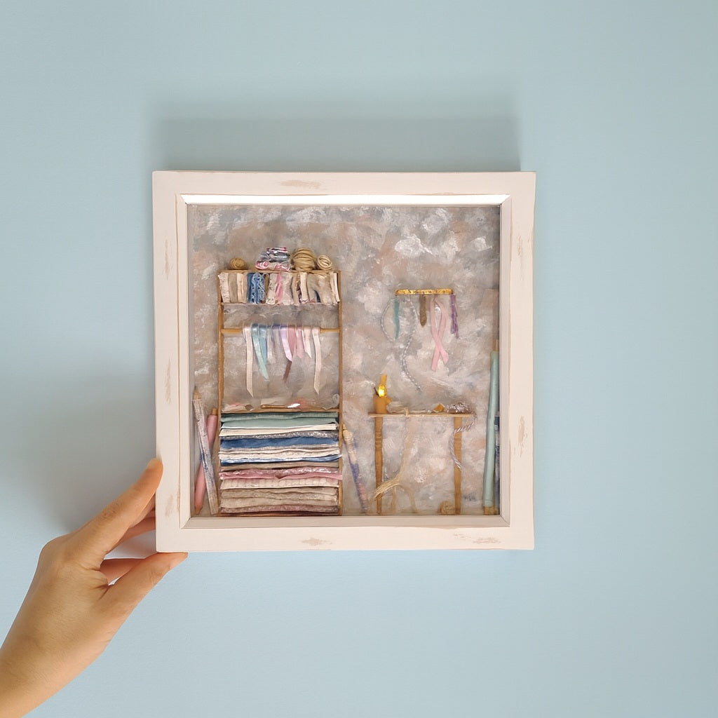 Large Framed Sewing Diorama