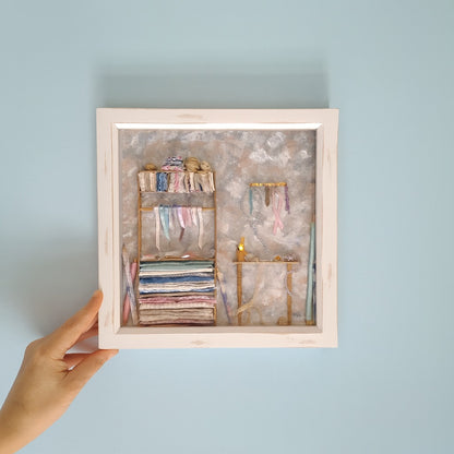 Large Framed Sewing Diorama