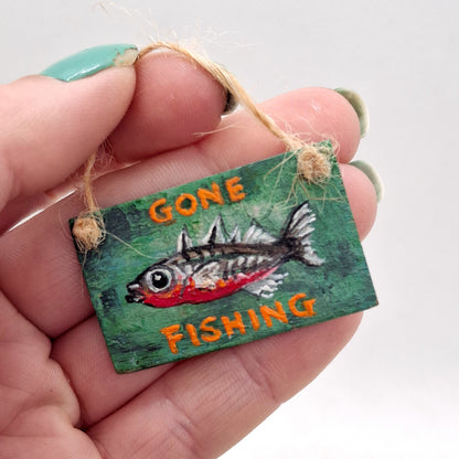 Miniature Gone Fishing Sign