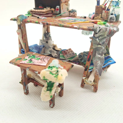 Miniature Artists Table and Stool Set