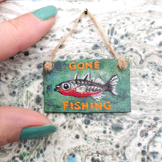 Miniature Gone Fishing Sign