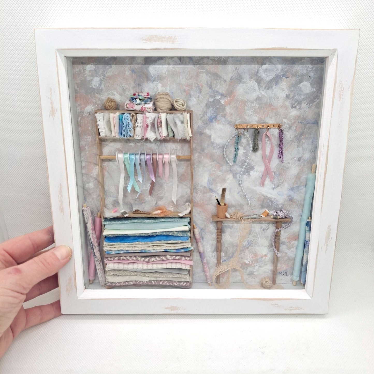 Large Framed Sewing Diorama