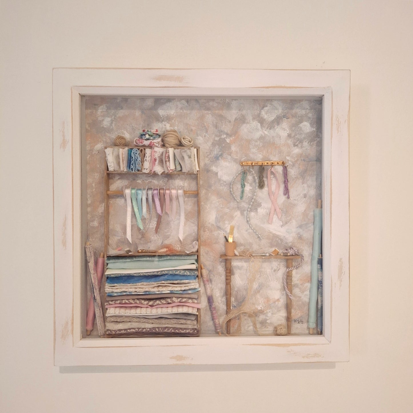 Large Framed Sewing Diorama