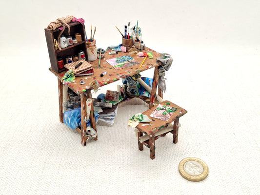 Miniature Artists Table and Stool Set