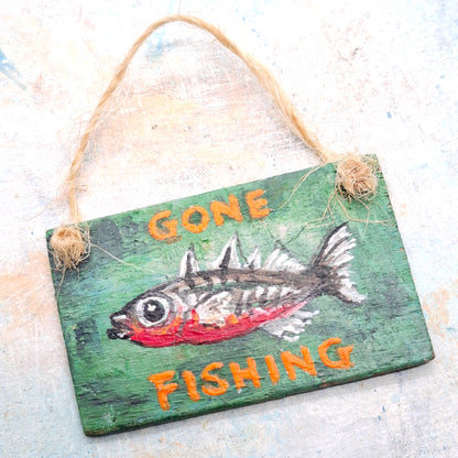 Miniature Gone Fishing Sign