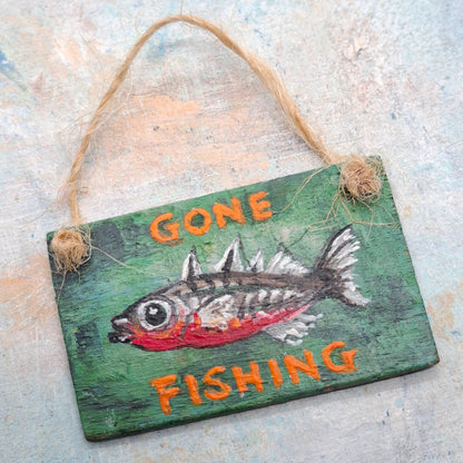 Miniature Gone Fishing Sign
