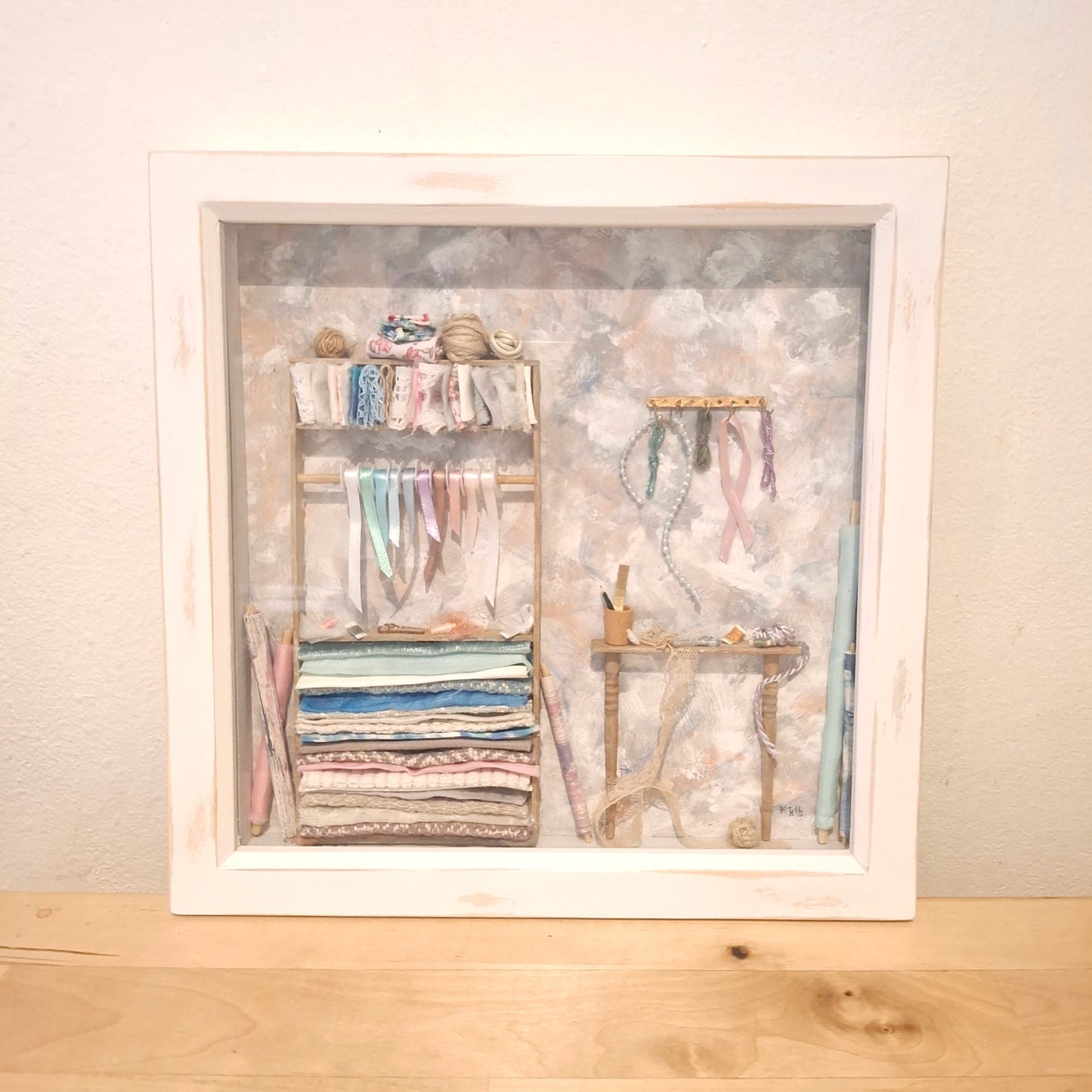 Large Framed Sewing Diorama