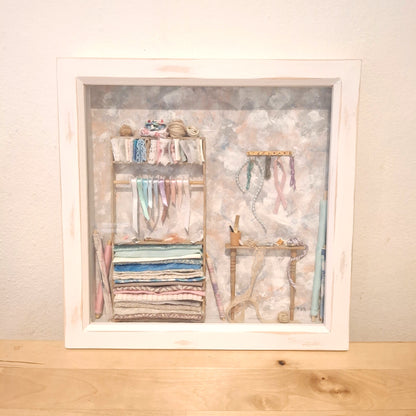 Large Framed Sewing Diorama